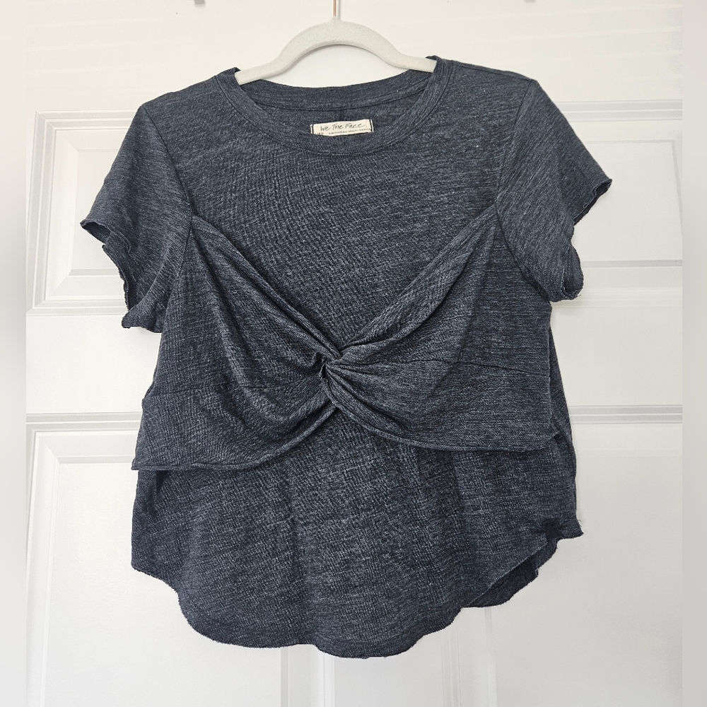 Free People Gray Short Sleeve Tee